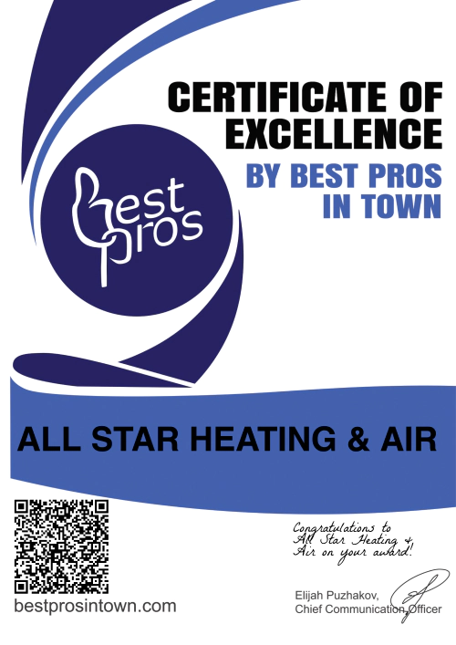 All Star Heating & Air Certificate
